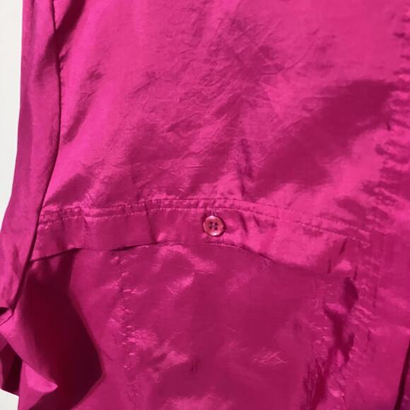 Josephine Vibrant Fuchsia Button-Up Silky Lightweight Women's Blouse 3X - Picture 3 of 4